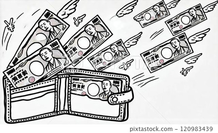 Money flying out of wallet 120983439