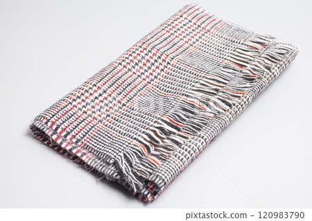 tweed wool scarf isolated on white tweed wool scarf isolated on white 120983790