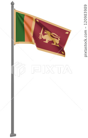 斯里蘭卡民主社會主義共和國飄揚的國旗 3D 插圖(前視圖) 斯里蘭卡民主社會主義共和國飄揚的國旗 3D 插圖(前視圖) 120983989