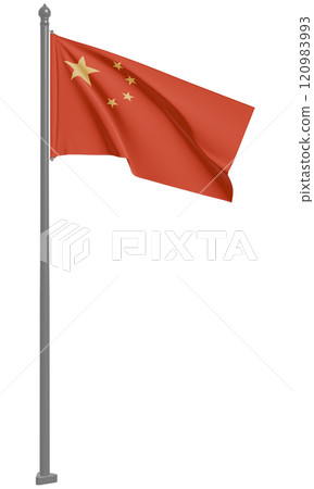 3D illustration of the fluttering flag of the People's Republic of China (front view) 120983993