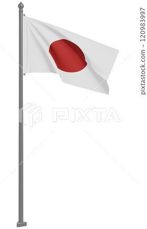 日本飄揚的國旗3D插畫（正面圖） 120983997