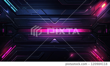 Futuristic abstract tech background with dark neon elements for digital design and innovation concepts 120984118