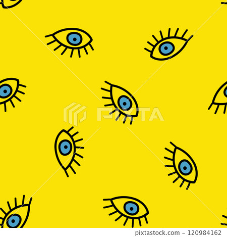 Hand Drawn Eye Doodles Seamless Pattern. Hand Drawn Eye Doodles Seamless Pattern. 120984162
