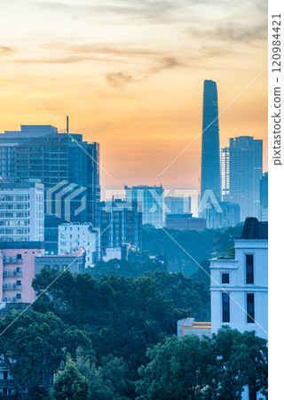 Buildings in the central area of Ho Chi Minh City, along the Saigon River. 120984421