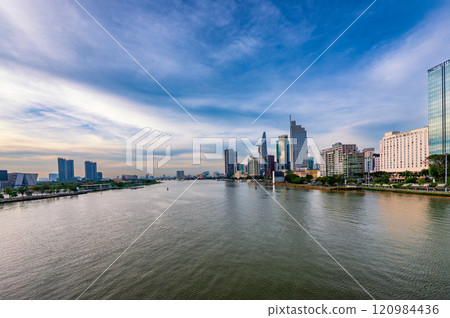 Buildings in the central area of Ho Chi Minh City, along the Saigon River. 120984436