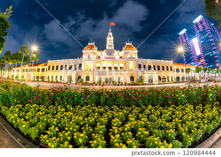 Ho Chi Minh City Hall is a building in a French colonial style in Ho Chi Minh City, Vietnam Ho Chi Minh City Hall is a building in a French colonial style in Ho Chi Minh City, Vietnam 120984444