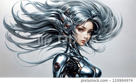 portrait of a mesmerizing android girl with charming eyes 120984974
