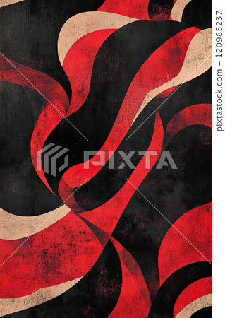 Collection of abstract red and black patterns with bold, dynamic designs, perfect for creative backgrounds and artistic projects 120985237