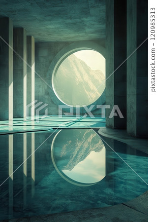Collection of futuristic portal visuals with glowing neon lights, sci-fi aesthetics, and surreal atmospheres for creative projects 120985313