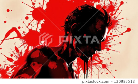 Collection of dramatic crime scene visuals with blood splatters, silhouettes, and eerie red tones for thriller or horror themes Collection of dramatic crime scene visuals with blood splatters, silhouettes, and eerie red tones for thriller or horror themes 120985518