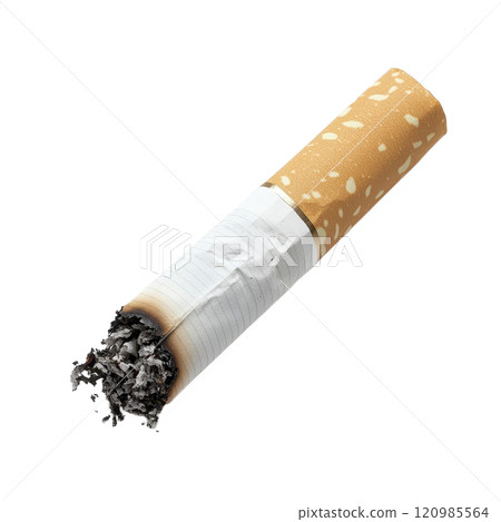 One burnt cigarette butt, a small trace of harm 120985564