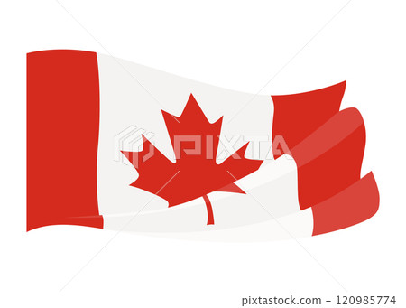 Canadian waving flag. National symbol with standard color and size of North America country. Vector icon isolated on white background Canadian waving flag. National symbol with standard color and size of North America country. Vector icon isolated on white background 120985774