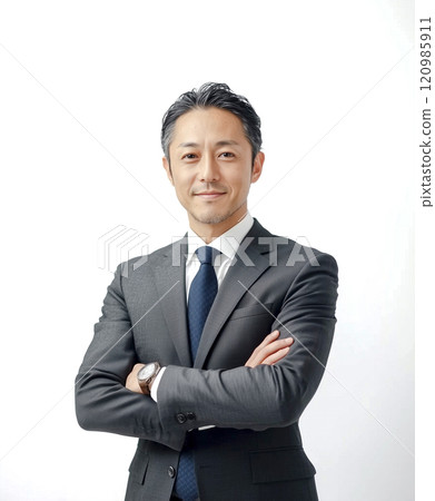 A Japanese male president businessman with a confident look on his face A Japanese male president businessman with a confident look on his face 120985911