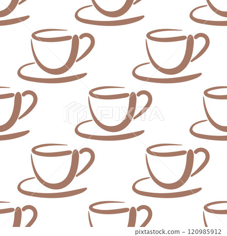 Seamless Pattern With Drawn Cups Seamless Pattern With Drawn Cups 120985912