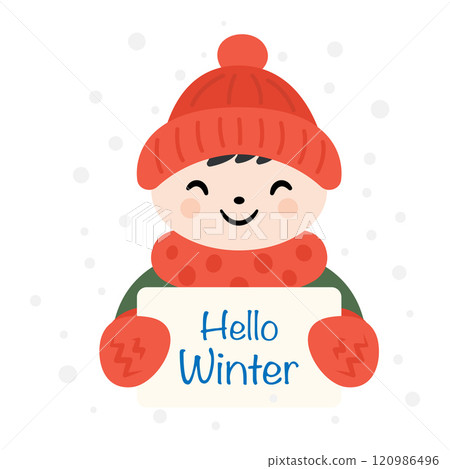 Hello winter. Cute boy in winter clothes. Hello winter. Cute boy in winter clothes. 120986496