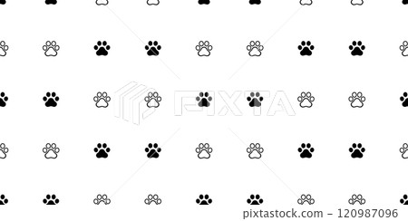 dog paw seamless pattern cat footprint pet french bulldog puppy kitten bear vector cartoon doodle tile background gift wrapping paper repeat wallpaper scarf isolated illustration design 120987096