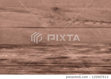 Wooden background made of beautiful textured board for design. Demonstrating the colors of 2025 - Mocha Mousse. 120987613
