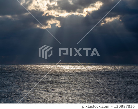 Dramatic sunset over the Black Sea 120987836