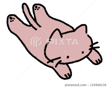 一隻躺著的貓的鬆散手繪插圖 120988236