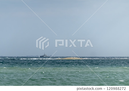 NOVOROSSIYSK, RUSSIA 30 JULY 2021 Celebrating the day of the Russian Navy Patrol ship in the roadstead NOVOROSSIYSK, RUSSIA 30 JULY 2021 Celebrating the day of the Russian Navy Patrol ship in the roadstead 120988272