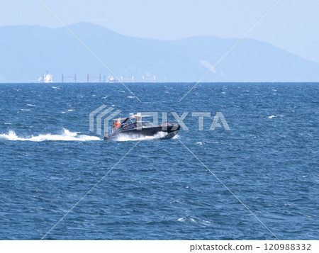 Novorossiysk, Russia 28 August 2024 Small fishing boat in the Black Sea coast in Russia Novorossiysk City Novorossiysk, Russia 28 August 2024 Small fishing boat in the Black Sea coast in Russia Novorossiysk City 120988332