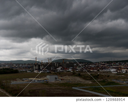 Novorossiysk many hoisting cranes and buildings under construction Novorossiysk many hoisting cranes and buildings under construction 120988914