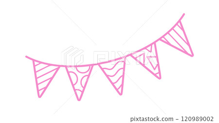 Festive triangle flag garland scribble 120989002