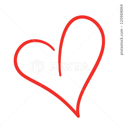 Red heart symbol linear scribble 120989064