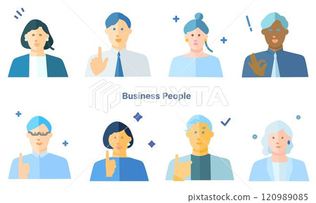 Business person - male and female avatar - upper body - stylish icon set simple vector illustration material 120989085