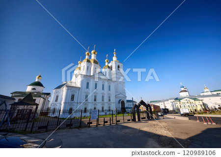 Annunciation Church in Arzamas - Golden Domes and Blue Sky 120989106