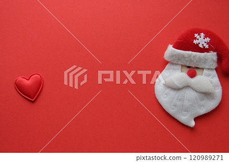 Santa Claus on a red background. Art Christmas greeting card 120989271