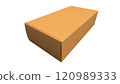 A simple, rectangular cardboard box, typically used for packaging and shipping items. 120989333