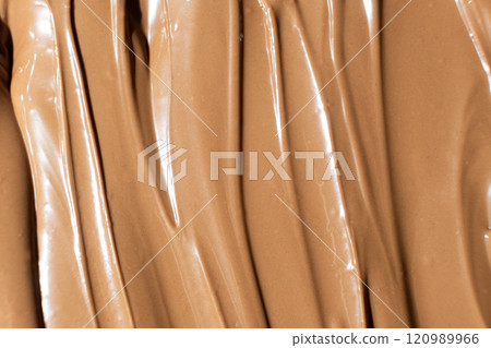 Real Melted Milk Chocolate Top View, Chocolate Texture. Real Melted Milk Chocolate Top View, Chocolate Texture. 120989966