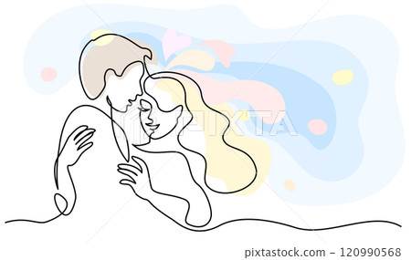 Valentines day romantic design. Woman and man hugs. Love of young couple, Valentines day romantic design. Woman and man hugs. Love of young couple, 120990568