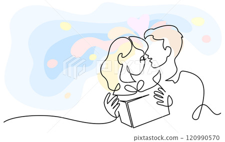 Valentines day romantic design. Woman and man hugs. Love of young couple, Valentines day romantic design. Woman and man hugs. Love of young couple, 120990570