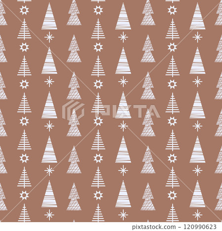 Christmas Modern Pattern. Holiday Winter Forest Packaging. Festive Print. Vector 120990623