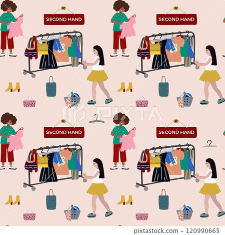 Shop clothes pattern second hand vector artwork  120990665
