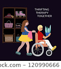 Woman man wheelchair second hand vector artwork  120990666