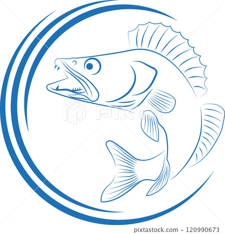Pike perch, waves, Zander, fish, logo, fishing, background Pike perch, waves, Zander, fish, logo, fishing, background 120990673