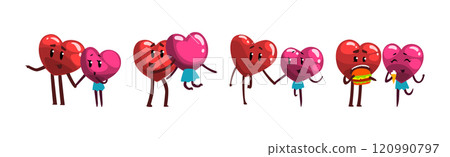 Heart Couple Character Enjoy Romantic Relationship Vector Set Heart Couple Character Enjoy Romantic Relationship Vector Set 120990797