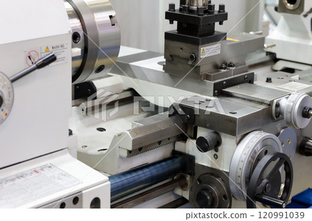 close up of conventional lathe machine close up of conventional lathe machine 120991039