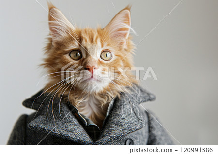 Happy cat wearing Accountant costumes, studio lighting, isolated on white background, stock photographic style 120991386