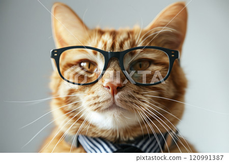 Happy cat wearing Accountant costumes, studio lighting, isolated on white background, stock photographic style 120991387