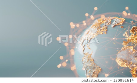 A stylized image of the Earth with a network of connections surrounding it, representing global connectivity. A stylized image of the Earth with a network of connections surrounding it, representing global connectivity. 120991614