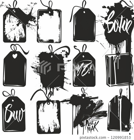 Price tag, label icon, paper price, blank product labels symbol, empty cardboard price label, sale mockup 120991853