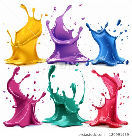 Slime toy icon, mucus symbol, color acrylic paint, cream splash, elastic goop, viscous elastic paste 120991989