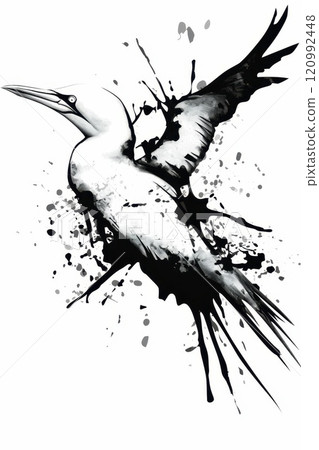 northern gannet bird graffiti silhouette, animal grunge icon, spray wall art symbol, grafitti tag isolated 120992448