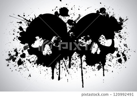 Skull and bones graffiti silhouette, terrible grunge icon, spray wall art symbol, grafitti tag isolated 120992491