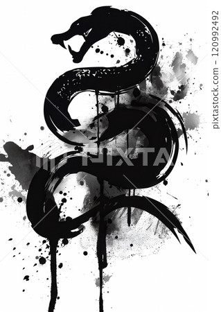 Snake graffiti silhouette, serpent terrible grunge icon, spray wall art symbol, grafitti tag isolated Snake graffiti silhouette, serpent terrible grunge icon, spray wall art symbol, grafitti tag isolated 120992492
