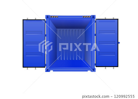 Blue Shipping Cargo Container Twenty and Forty feet. Logistics and Transportation. Vector Blue Shipping Cargo Container Twenty and Forty feet. Logistics and Transportation. Vector 120992555